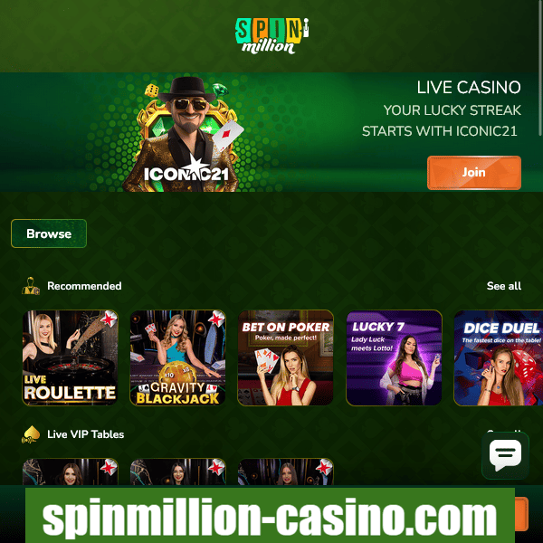 Bannière du casino en direct Spin Million