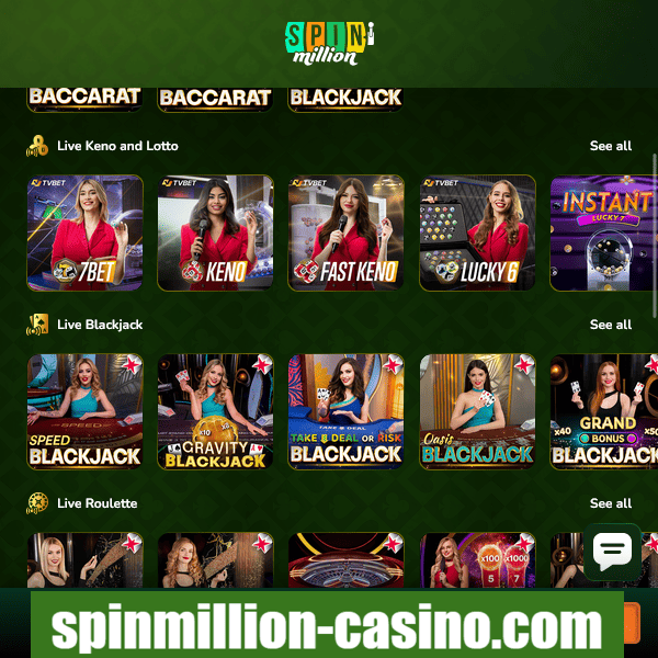 Keno, lotto et blackjack en direct